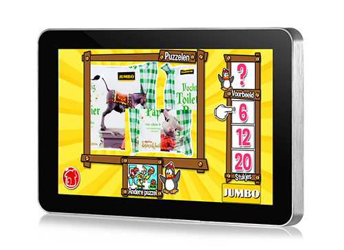 kinder touchscreen spelletjes in de stijl van Jumbo supermarkten